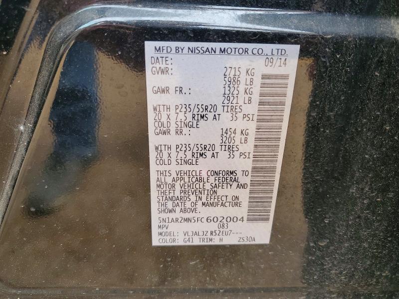 Aukcja sprzedaży 2015 Nissan Pathfinder, vin: 5N1AR2MN5FC602004, numer aukcji: 52719206