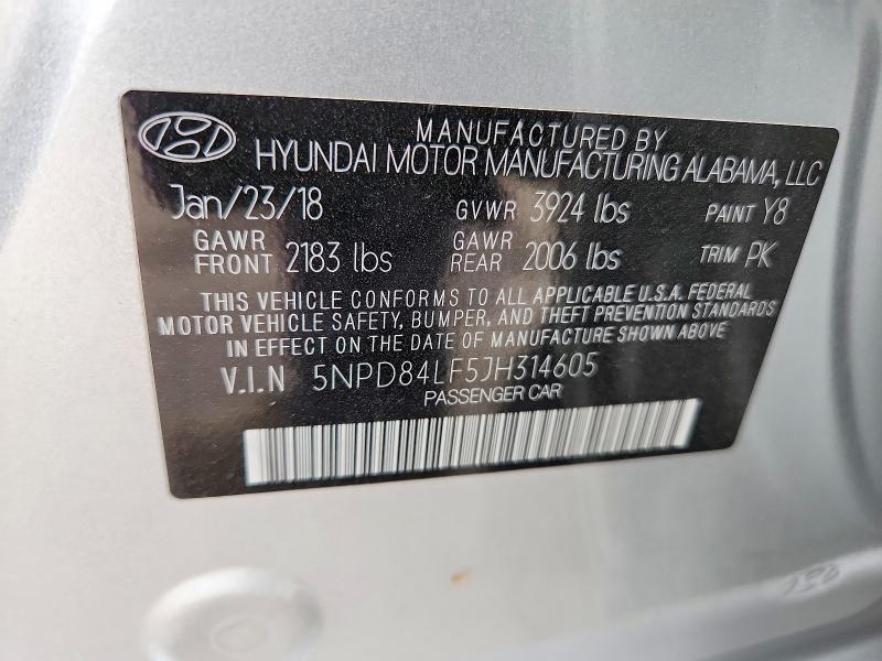 Продаж на аукціоні авто 2018 Hyundai Elantra, vin: 5NPD84LF5JH314605, номер лоту: 55449206