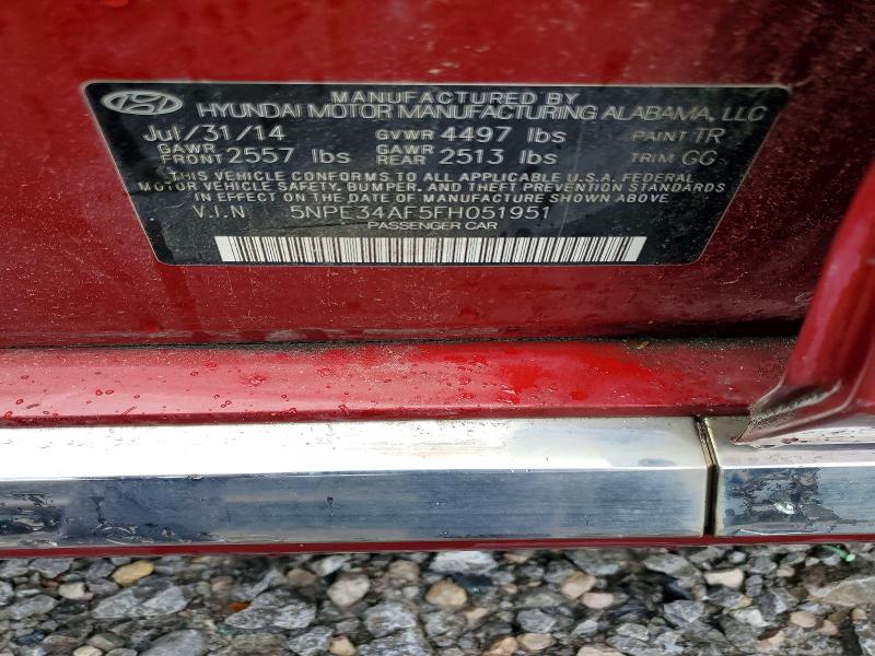 54814306 :رقم المزاد ، 5NPE34AF5FH051951 vin ، 2015 Hyundai Sonata مزاد بيع