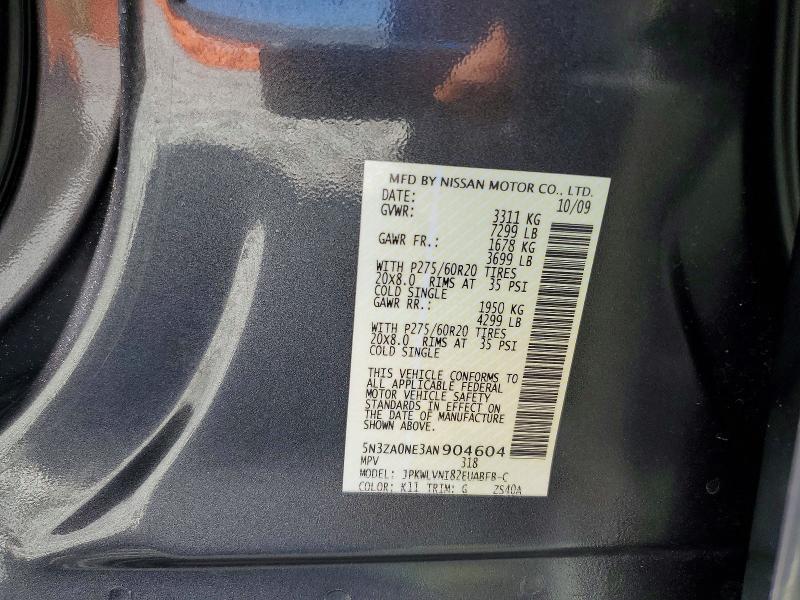 Aukcja sprzedaży 2010 Infiniti Qx56, vin: 5N3ZA0NE3AN904604, numer aukcji: 53089436
