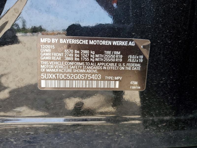 Продаж на аукціоні авто 2016 Bmw X5, vin: 5UXKT0C52G0S75403, номер лоту: 52038906
