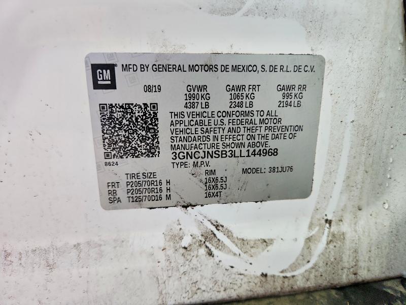 Aukcja sprzedaży 2020 Chevrolet Trax, vin: 3GNCJNSB3LL144968, numer aukcji: 41630136
