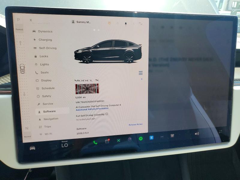 52935996 :رقم المزاد ، 7SAXCBE60TF481391 vin ، 2026 Tesla Model X مزاد بيع