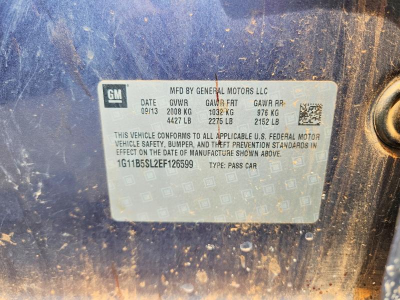 54342976 :رقم المزاد ، 1G11B5SL2EF126599 vin ، 2014 Chevrolet Malibu مزاد بيع
