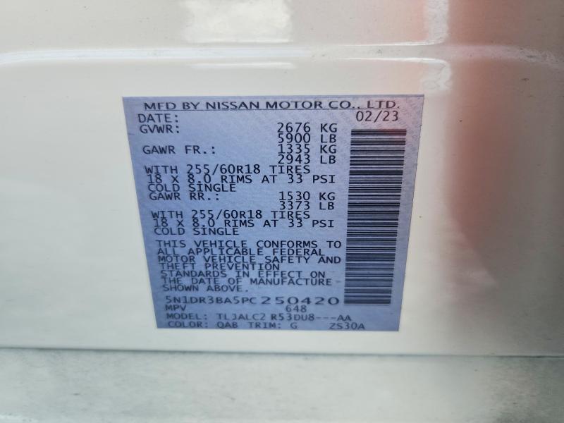 Продаж на аукціоні авто 2023 Nissan Pathfinder, vin: 5N1DR3BA5PC250420, номер лоту: 53707996