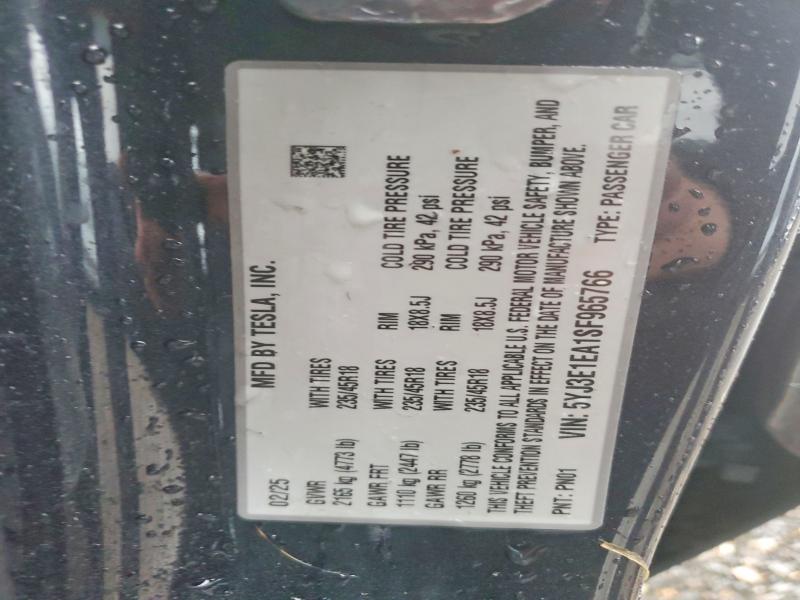 Продажа на аукционе авто 2025 Tesla Model 3, vin: 5YJ3E1EA1SF965766, номер лота: 51754106