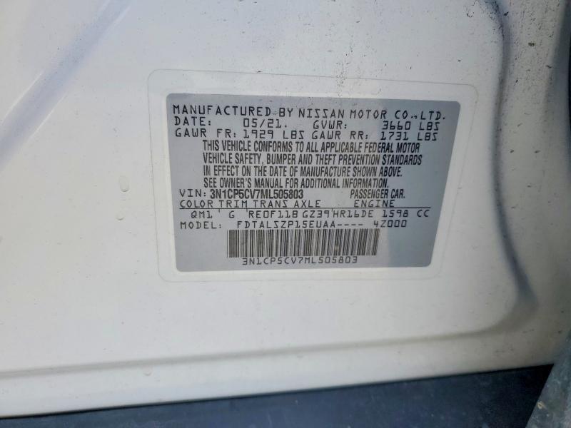 Auction sale of the 2021 Nissan Kicks, vin: 3N1CP5CV7ML505803, lot number: 53422246