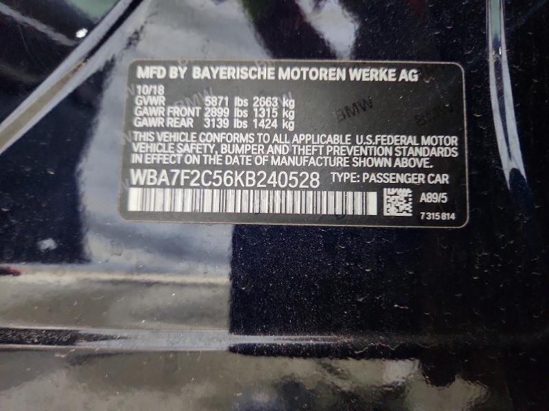 Auction sale of the 2019 Bmw 750, vin: WBA7F2C56KB240528, lot number: 52299156