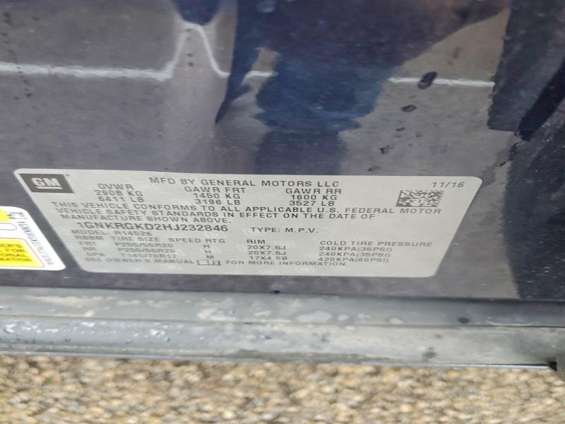 Aukcja sprzedaży 2017 Chevrolet Traverse, vin: 1GNKRGKD2HJ232846, numer aukcji: 52481986