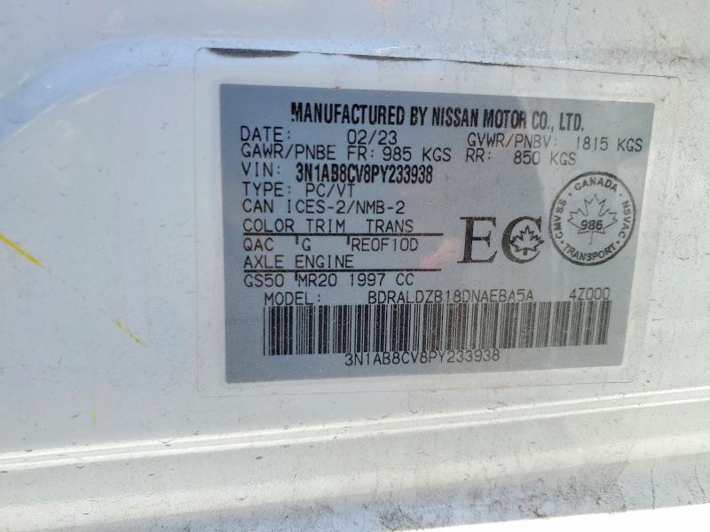 Aukcja sprzedaży 2023 Nissan Sentra, vin: 3N1AB8CV8PY233938, numer aukcji: 52498666