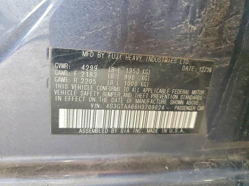 Продаж на аукціоні авто 2017 Subaru Impreza, vin: 4S3GTAA66H3709024, номер лоту: 52832016