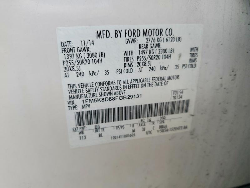 Aukcja sprzedaży 2015 Ford Explorer, vin: 1FM5K8D88FGB29131, numer aukcji: 53513516
