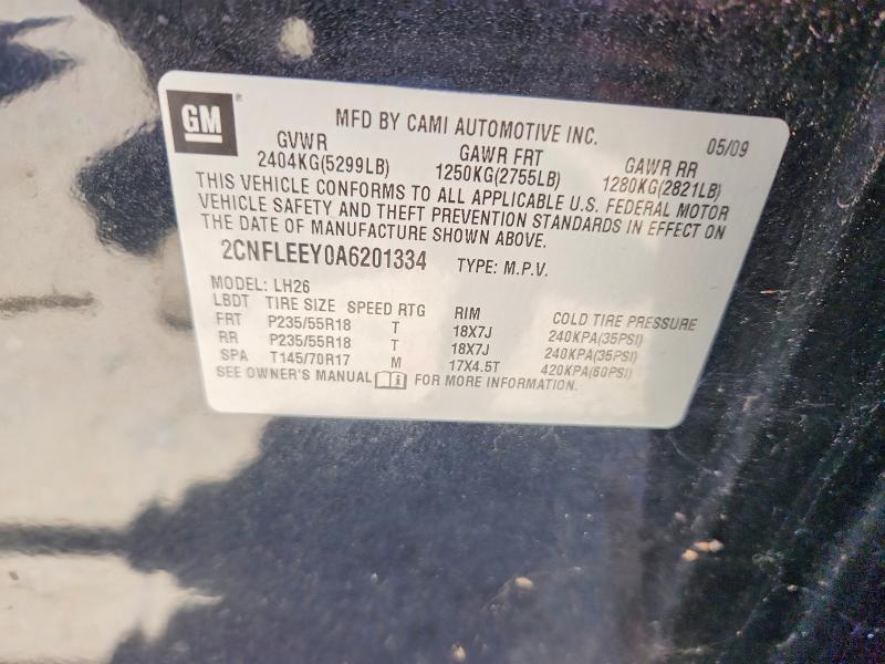 53322966 :رقم المزاد ، 2CNFLEEY0A6201334 vin ، 2010 Chevrolet Equinox مزاد بيع