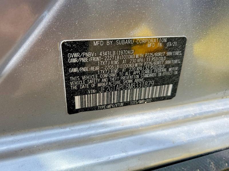 Auction sale of the 2021 Subaru Crosstrek, vin: JF2GTAPC8M8331879, lot number: 54244986