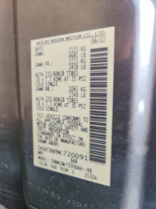 Продажа на аукционе авто 2022 Nissan Rogue, vin: 5N1BT3BB9NC720091, номер лота: 52651086