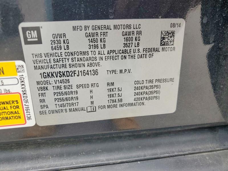 Продажа на аукционе авто 2015 Gmc Acadia, vin: 1GKKVSKD2FJ164136, номер лота: 54865056