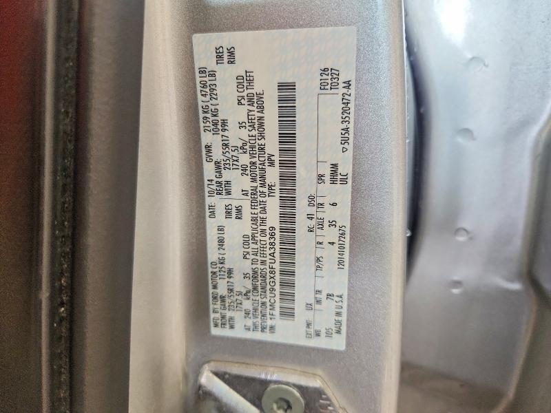 2015 Ford Escape მანქანა იყიდება აუქციონზე, vin: 1FMCU9GX8FUA38369, აუქციონის ნომერი: 52509566