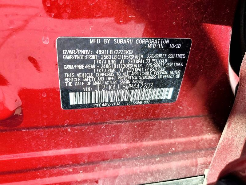Продаж на аукціоні авто 2021 Subaru Forester, vin: JF2SKAJC5MH442203, номер лоту: 52994746