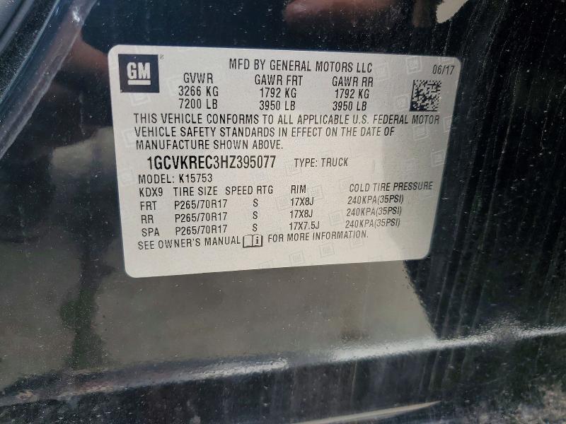 Aukcja sprzedaży 2017 Chevrolet Silverado, vin: 1GCVKREC3HZ395077, numer aukcji: 52237226