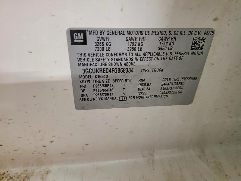 2015 Chevrolet Silverado მანქანა იყიდება აუქციონზე, vin: 3GCUKREC4FG368334, აუქციონის ნომერი: 52064756
