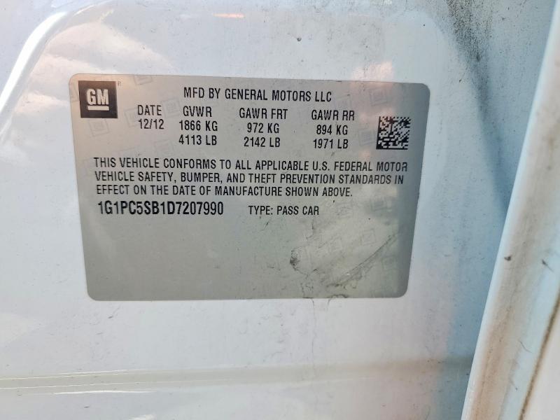 52966816 :رقم المزاد ، 1G1PC5SB1D7207990 vin ، 2013 Chevrolet Cruze مزاد بيع