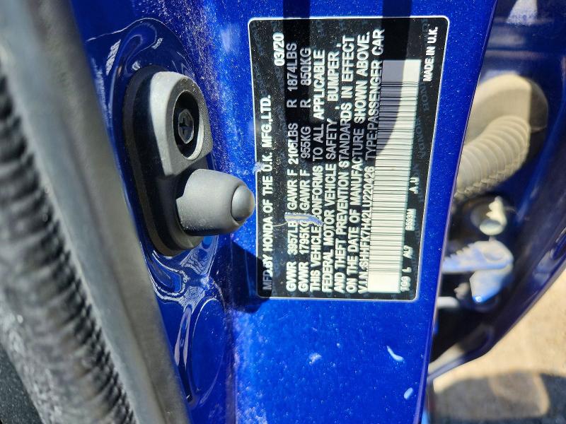 Aukcja sprzedaży 2020 Honda Civic, vin: SHHFK7H42LU220426, numer aukcji: 52966166