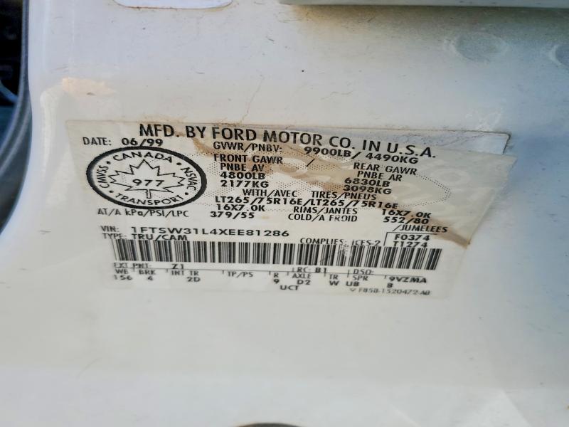 Продаж на аукціоні авто 1999 Ford F350, vin: 1FTSW31L4XEE81286, номер лоту: 52374186