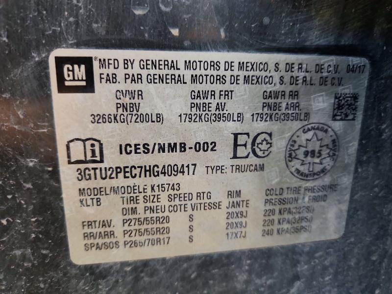 Продажа на аукционе авто 2017 Gmc Sierra, vin: 3GTU2PEC7HG409417, номер лота: 54073046
