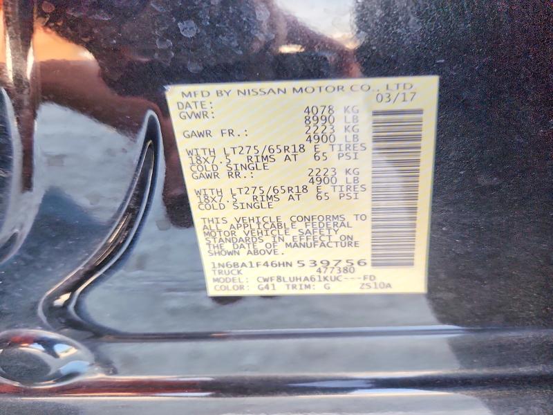 2017 Nissan Titan Xd მანქანა იყიდება აუქციონზე, vin: 1N6BA1F46HN539756, აუქციონის ნომერი: 54460356