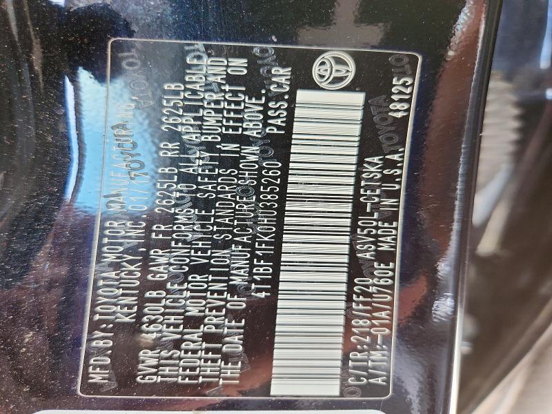 Aukcja sprzedaży 2017 Toyota Camry, vin: 4T1BF1FK0HU385260, numer aukcji: 53218146