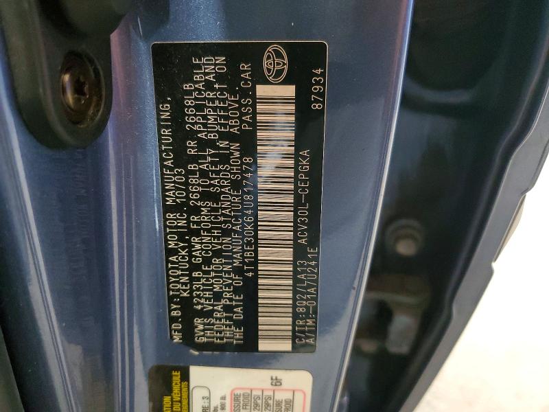 Aukcja sprzedaży 2004 Toyota Camry, vin: 4T1BE30K64U817478, numer aukcji: 54429976