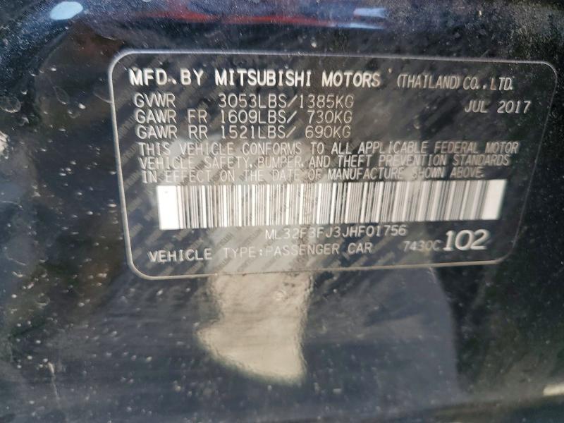 Aukcja sprzedaży 2018 Mitsubishi Mirage, vin: ML32F3FJ3JHF01756, numer aukcji: 52505856