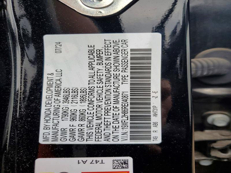 Продаж на аукціоні авто 2024 Honda Civic, vin: 19XFL2H86RE040871, номер лоту: 53278436