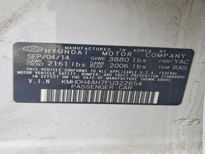 Aukcja sprzedaży 2015 Hyundai Elantra, vin: KMHDH4AH7FU322654, numer aukcji: 54349216
