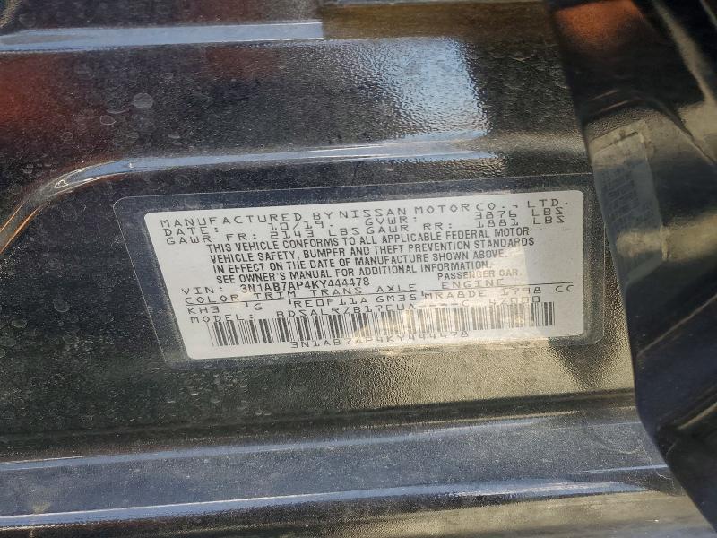 52398976 :رقم المزاد ، 3N1AB7AP4KY444478 vin ، 2019 Nissan Sentra مزاد بيع