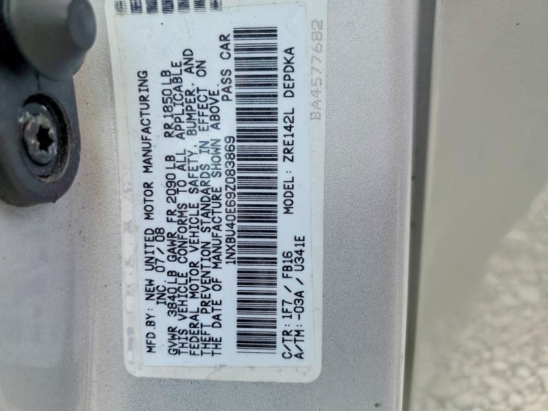 2009 Toyota Corolla მანქანა იყიდება აუქციონზე, vin: 1NXBU40E69Z083869, აუქციონის ნომერი: 52733716