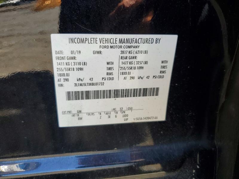 51944926 :رقم المزاد ، 2L1MJ5LTXKBL01732 vin ، 2019 Lincoln Mkt مزاد بيع