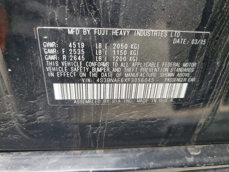 Aukcja sprzedaży 2015 Subaru Legacy, vin: 4S3BNAF6XF3056045, numer aukcji: 54855676
