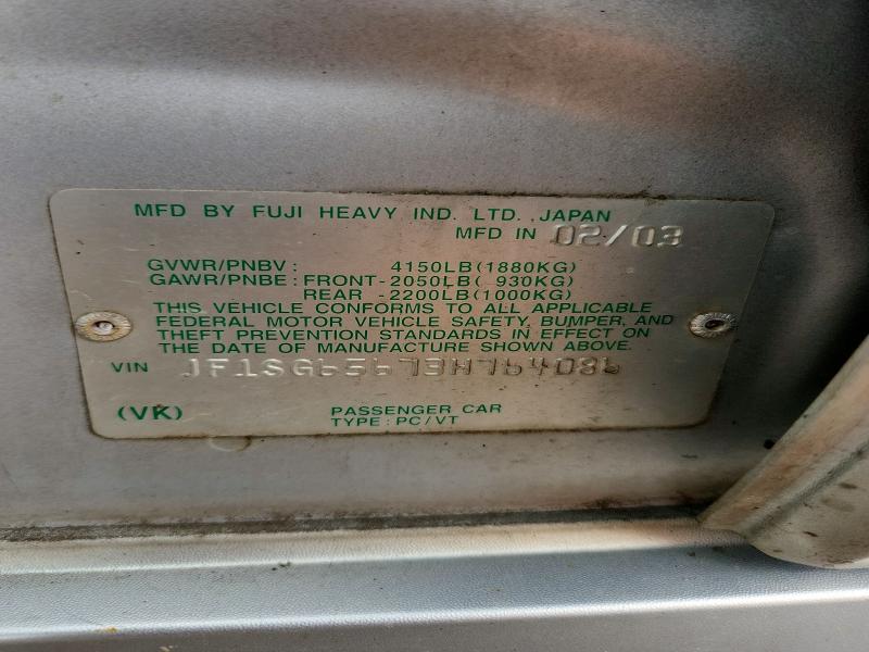 Aukcja sprzedaży 2003 Subaru Forester, vin: JF1SG65673H764086, numer aukcji: 53880426
