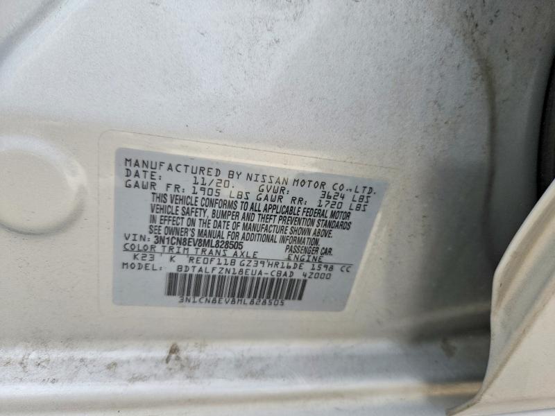 53801016 :رقم المزاد ، 3N1CN8EV8ML828505 vin ، 2021 Nissan Versa مزاد بيع