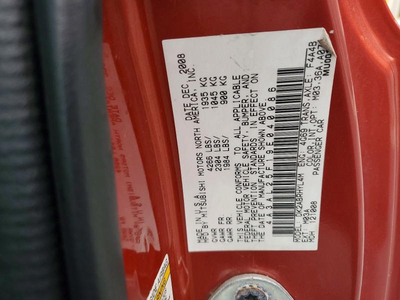 Aukcja sprzedaży 2009 Mitsubishi Eclipse, vin: 4A3AL25F19E040086, numer aukcji: 52272906