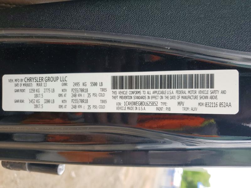 2013 Jeep Wrangler Unlimited მანქანა იყიდება აუქციონზე, vin: 1C4HJWEG0DL625852, აუქციონის ნომერი: 55563356