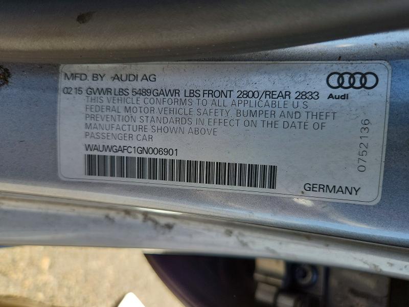 2016 Audi A7 მანქანა იყიდება აუქციონზე, vin: WAUWGAFC1GN006901, აუქციონის ნომერი: 54730436