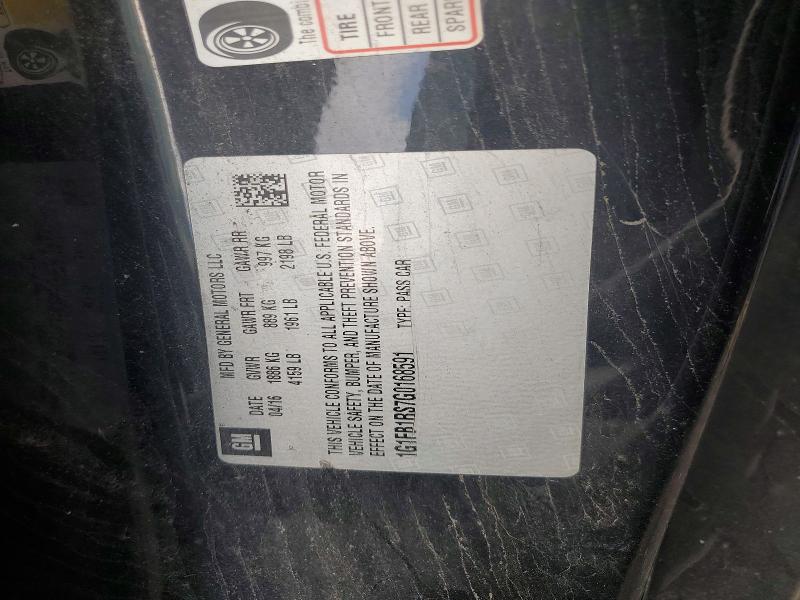 2016 Chevrolet Camaro მანქანა იყიდება აუქციონზე, vin: 1G1FB1RS7G0168591, აუქციონის ნომერი: 52827056