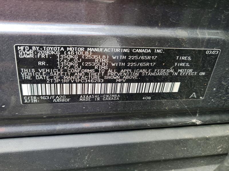Aukcja sprzedaży 2023 Toyota Rav4, vin: 2T3P1RFV1PC346293, numer aukcji: 54540096