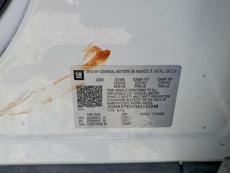 Продаж на аукціоні авто 2021 Chevrolet Equinox, vin: 3GNAXTEV7MS133348, номер лоту: 54473726