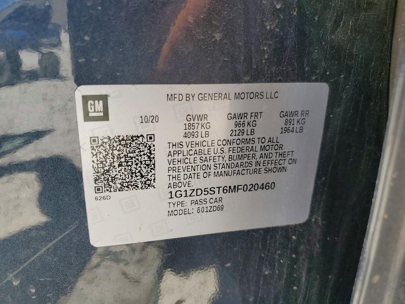 Продаж на аукціоні авто 2021 Chevrolet Malibu, vin: 1G1ZD5ST6MF020460, номер лоту: 53596686