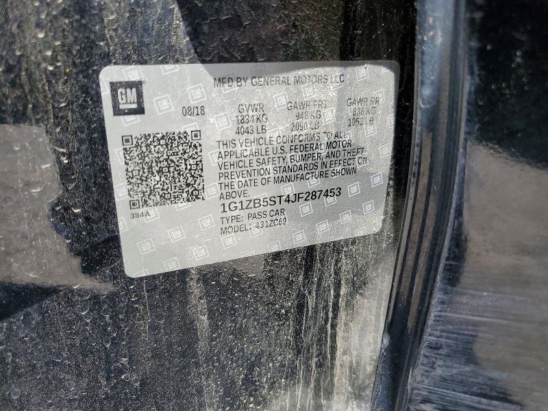 2018 Chevrolet Malibu მანქანა იყიდება აუქციონზე, vin: 1G1ZB5ST4JF287453, აუქციონის ნომერი: 51257766