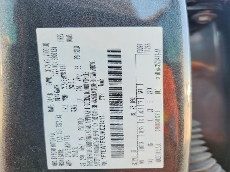 53369286 :رقم المزاد ، 1FTEW1E53JKE21411 vin ، 2018 Ford F150 مزاد بيع