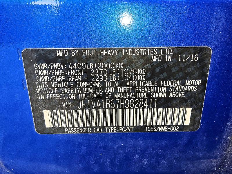 Aukcja sprzedaży 2017 Subaru Wrx, vin: JF1VA1B67H9828411, numer aukcji: 52842936
